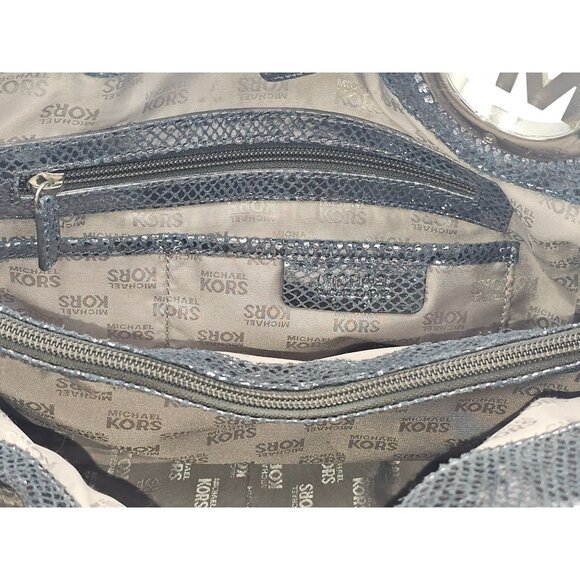 Michael Kors Women's Metallic Python-Embossed Tote Shoulder Bag Size L 2421 - Picture 10 of 13